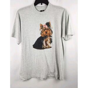 Vintage Yorkie Dog Short Sleeve T Shirt Fruit Of The‎ Loom Best Single Stitch L